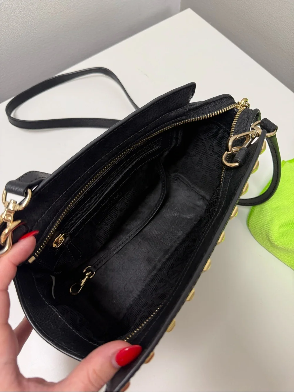 Michael Kors Black Handbag with Gold Stud Detail